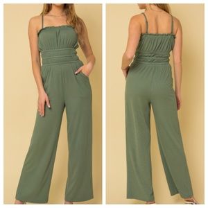 Gilli Olive green ribbed jumpsuit